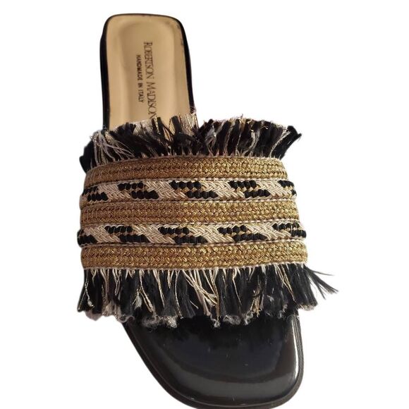 Robertson Madison Handcrafted Fringe Chrissie Slide Sandal Corda Nero Size 10/US - Picture 11 of 12